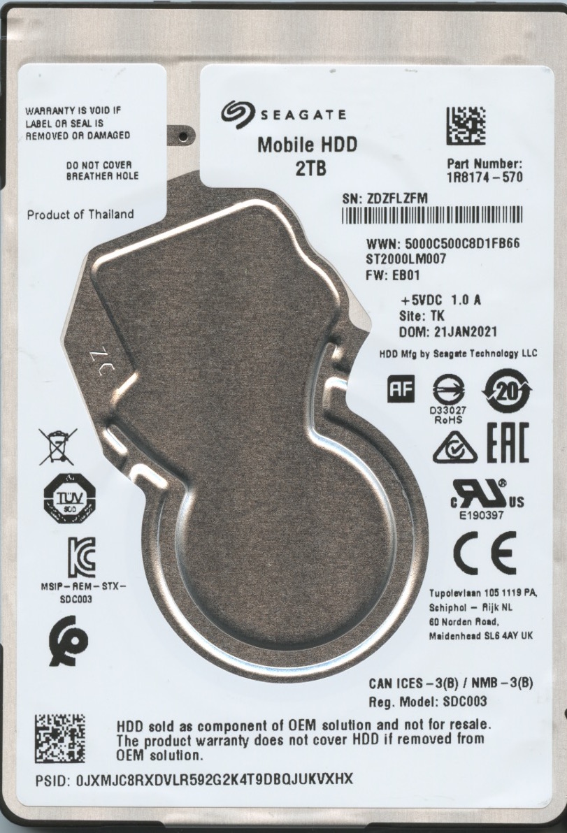 ST2000LM007 1R8174-570 EB01 TK ZDZ 2TB HDD