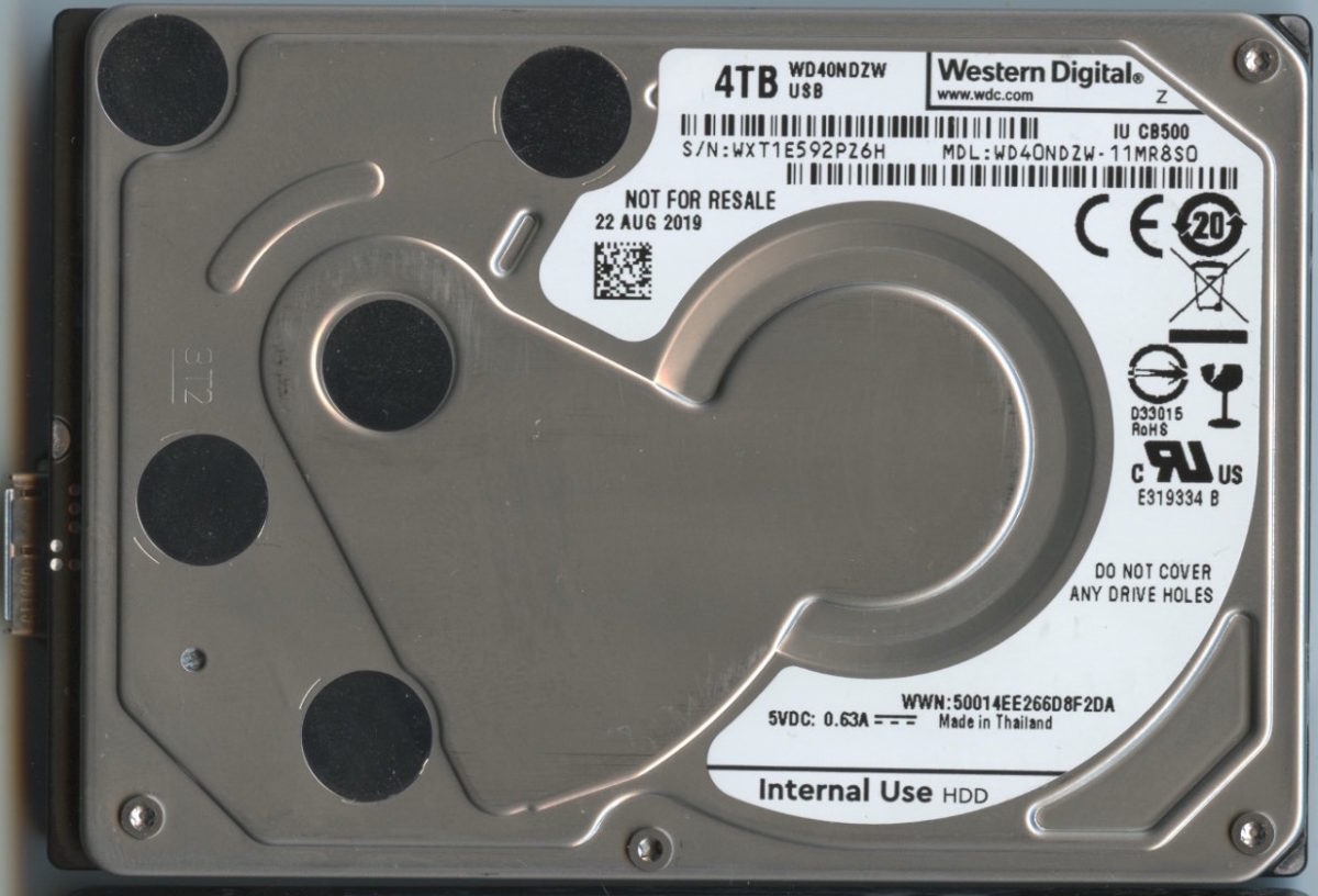 #0002 WD40NDZW - 11MR8S0 WXT1E WESTERN DIGITAL 4TB 2.5 HARD DRIVE