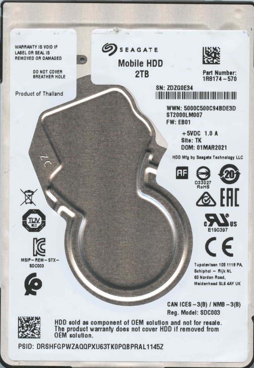 ST2000LM007 1R8174-570 EB01 TK ZDZ 2TB HDD