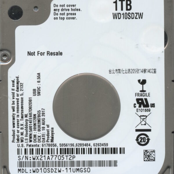 WD10SDZW-11UMGS0 HHNT2BN WX21A WESTERN DIGITAL 1TB HDD