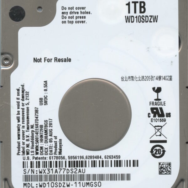 WD10SDZW-11UMGS0 HHNT2HB WX31A WESTERN DIGITAL 1TB HDD