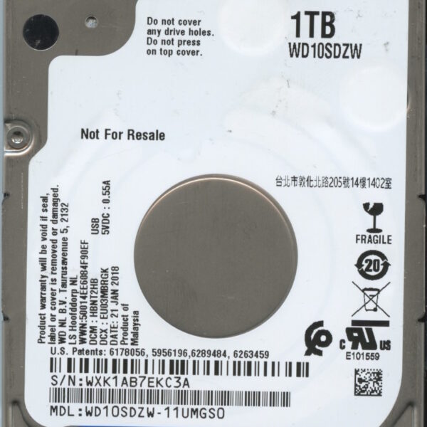 WD10SDZW-11UMGS0 HBNT2HB WXK1A WESTERN DIGITAL 1TB HDD