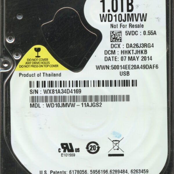 WD10JMVW-511AJGS2 HHKTJHKB WX81A WESTERN DIGITAL 1TB HDD