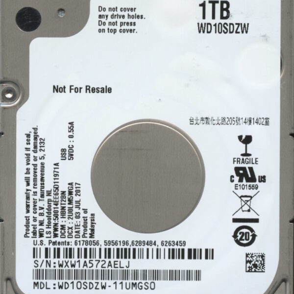 WD10SDZW-11UMGS0 HBNT2BN WD10S WESTERN DIGITAL 1TB HDD