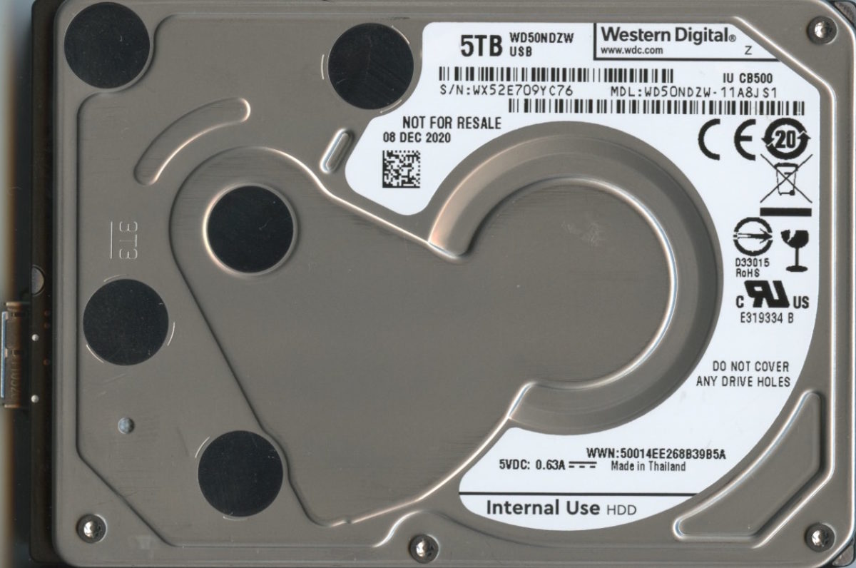 #0006 WD50NDZW - 11A8JS1 WX52E 5TB 2.5 HARD DRIVE