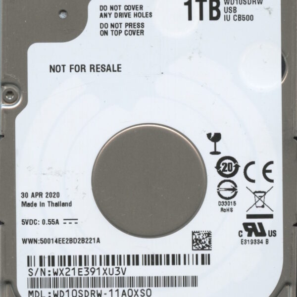 WD10SDRW-11A0XS0 WX21E 04:20 WESTERN DIGITAL 1TB HDD