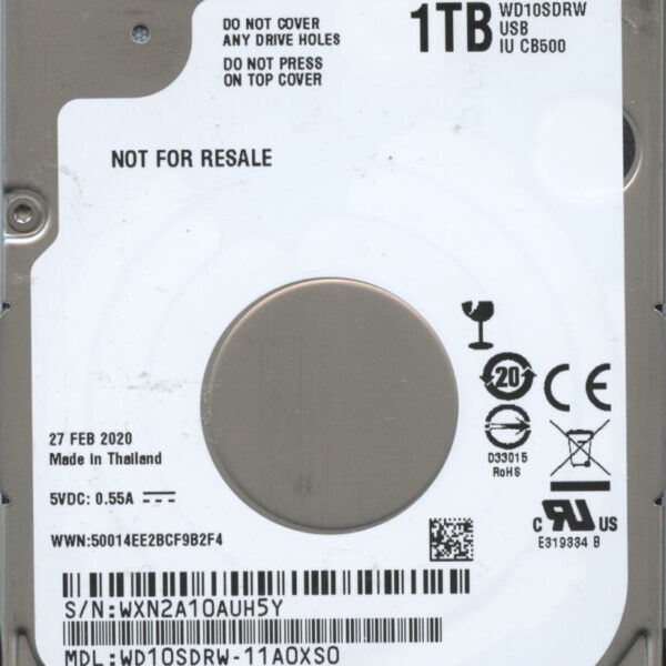 WD10SDRW-11A0XS0 WXN2A 02:20 WESTERN DIGITAL 1TB HDD