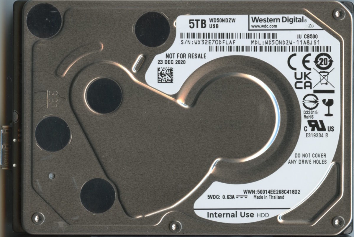 #0007 WD50NDZW - 11A8JS1 WX52E 5TB 2.5 HARD DRIVE