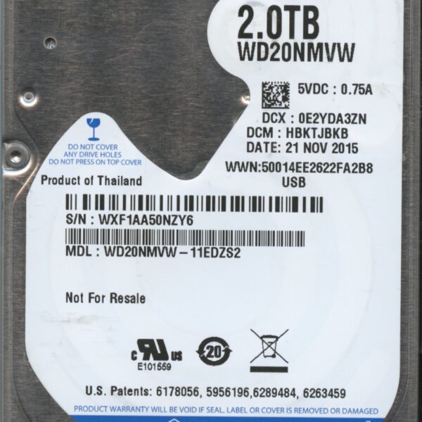 WD20NMVW-11EDZS2 WXF1A 11:15 WESTERN DIGITAL 2TB HDD