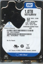 WD10JMVW-11AJGS3 WXC1E 10/18/15 WESTERN DIGITAL 1TB HDD