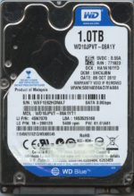 WD10JPVT-08A1YT1 WXF1E 10/09/12 WESTERN DIGITAL 1TB HDD