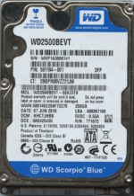 WD2500BEVT-60A23T0 WXP1A 06/07/10 WESTERN DIGITAL 250GB HDD