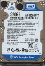 WD3200BPVT-80ZEST0 WX51A 05/03/11 WESTERN DIGITAL 320GB HDD