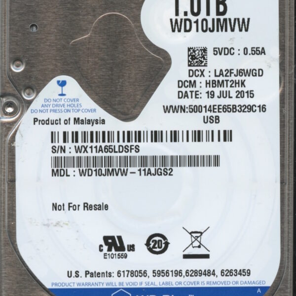 WD10JMVW-11AJGS2 WX11A 07:19:15 WESTERN DIGITAL 1TB HDD