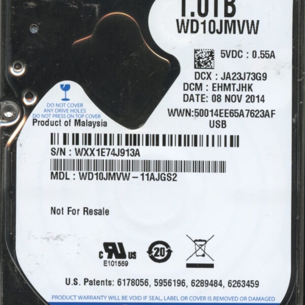 WD10JMVW-11AJGS2 WXX1E 11:08:14 WESTERN DIGITAL 1TB HDD