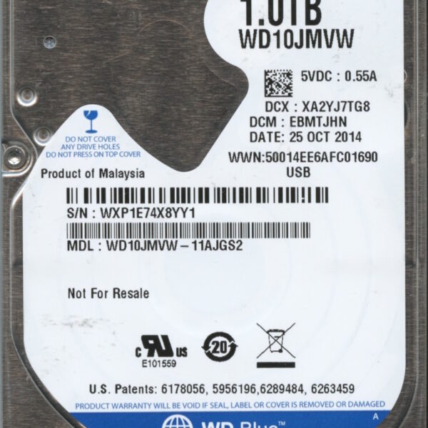 WD10JMVW-11AJGS2 WXP1E 10:25:14 WESTERN DIGITAL 1TB HDD