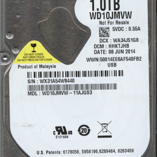 WD10JMVW-11AJGS3 WX31A 06:08:14 WESTERN DIGITAL 1TB HDD