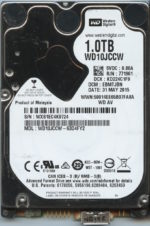 WD10JCCW-63D4FY2 WXS1E 05/31/15 WESTERN DIGITAL 1TB HDD