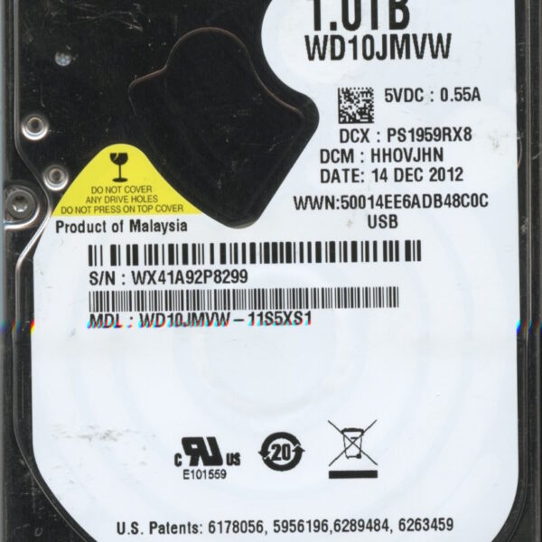 WD10JMVW-11S5XS1 WX41A 12:14:12 WESTERN DIGITAL 1TB HDD