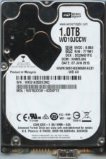 WD10JCCW-63D4FY2 WX61A 06/07/15 WESTERN DIGITAL 1TB HDD