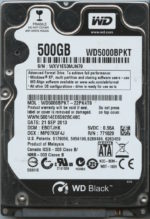 WD5000BPKT-22PK4T0 WXV1E 09/21/13 WESTERN DIGITAL 500GB HDD