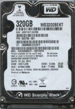 WD3200BEKT-60PVMT0 WXF1A 07/31/11 WESTERN DIGITAL 320GB HDD