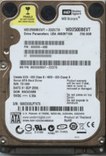 WD2500BEVT-22ZCT0 WXE80 09/01/08 WESTERN DIGITAL 250GB HDD