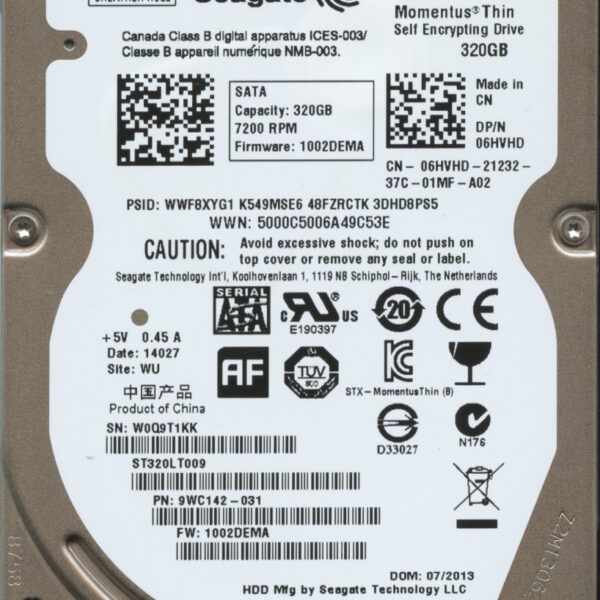 ST320LT009 9WC142-031 1002 WU W0Q SEAGATE 320GB HDD