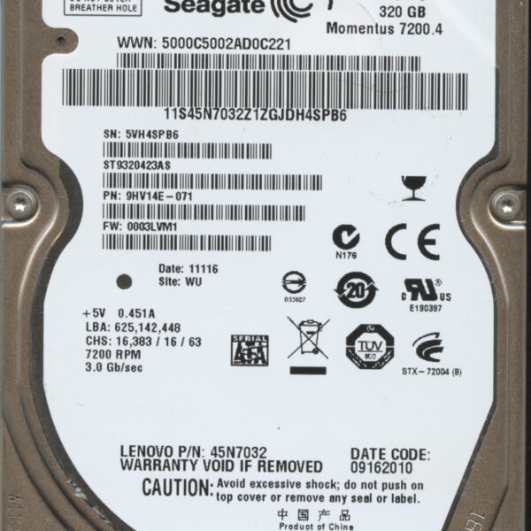 ST932423AS 9HV14E-071 0003 WU 5VH SEAGATE 320GB HDD