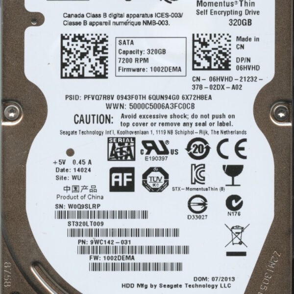 ST320LT009 9WC142-031 1002 WU W0Q SEAGATE 320GB HDD