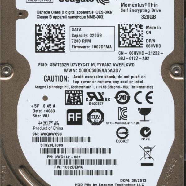 ST320LT009 9WC142-031 1002 WU W0Q SEAGATE 320GB HDD