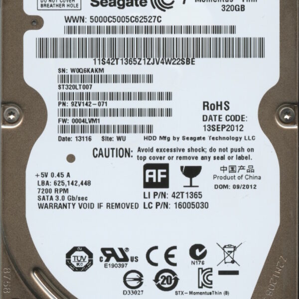 ST320LT007 9ZV142-071 0004 WU W0Q SEAGATE 320GB HDD