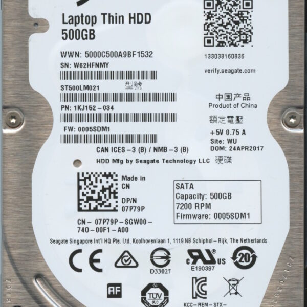 ST500LM021 1KJ152-034 0005 WU W62 SEAGATE 500GB HDD