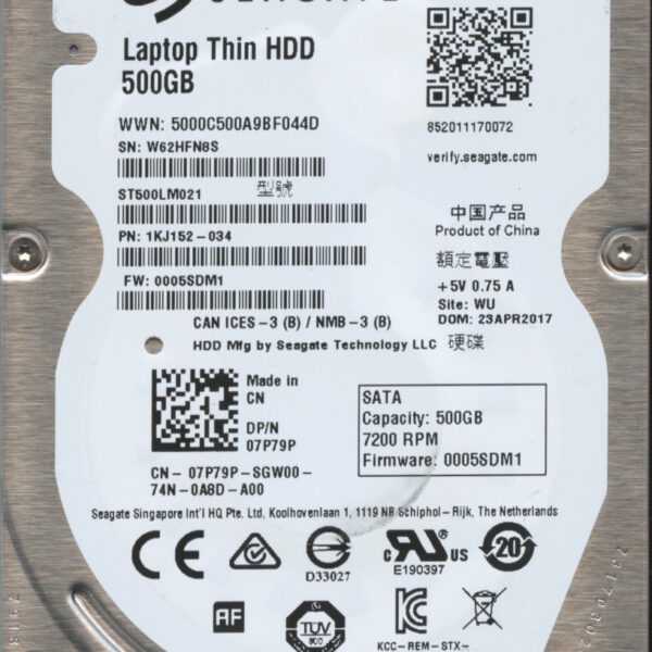 ST500LM021 1KJ152-034 0005 WU W62 SEAGATE 500GB HDD