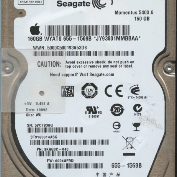 ST9160314ASG 9KAG34-040 0004 WU 5VC SEAGATE 160GB HDD