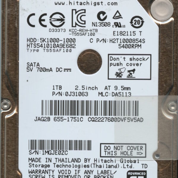 HTS541010A9E682 DA5113 HITACHI 1TB 07:12 PCB