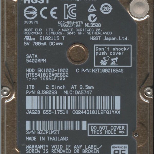 HTS541010A9E662 0J38093 DA5747 HGST 1TB 11:08