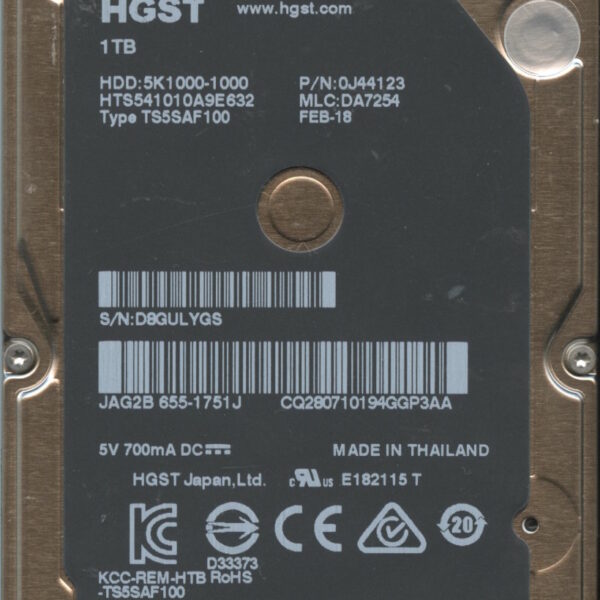 HTS541010A9E632 0J44123 DA8254 HGST 1TB 02:18