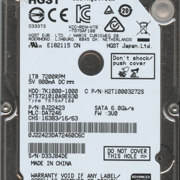 HTS721010A9E630 0J22423 DA7246 HGST 1TB 12:16