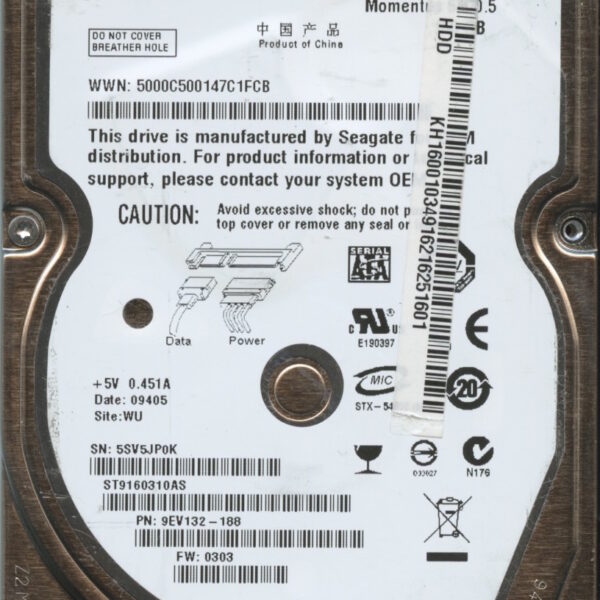 HTS9160310AS 9EV132-188 0303 SEAGATE 500GB