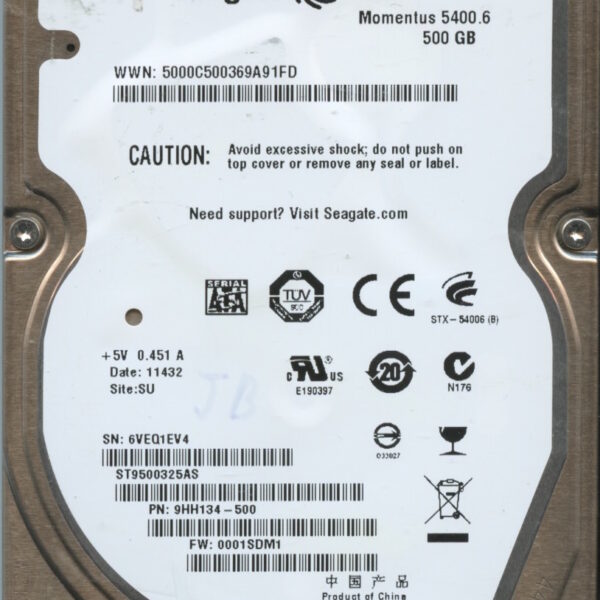 ST9500325AS 9HH134-500 0001SDM1 SEAGATE 500GB