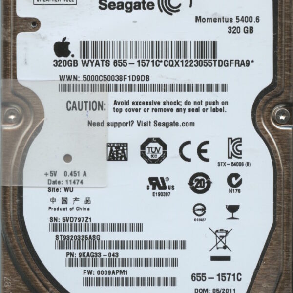 ST9320325ASG 9KAG33-043 0009APM1 SEAGATE 320GB