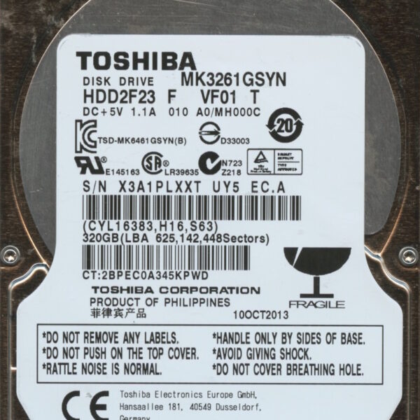 MK3261GSYN HDD2F23 F VF01 T MH000C TOSHIBA 320GB