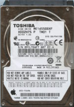 MK1655GSXF HDD2H75 P TM01 T FH115B TOSHIBA 160GB