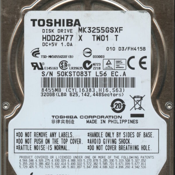 MK3255GSXF HDD2H77 X TW01 T FH415B TOSHIBA 320GB