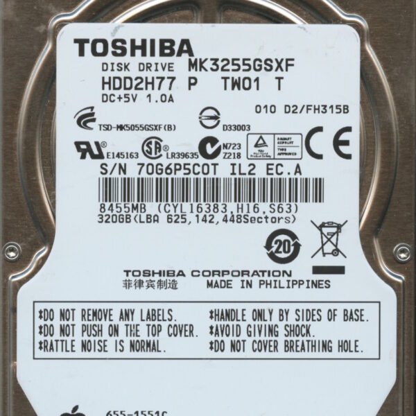 MK3255GSXF HDD2H77 P TW01 T FH315B TOSHIBA 320GB