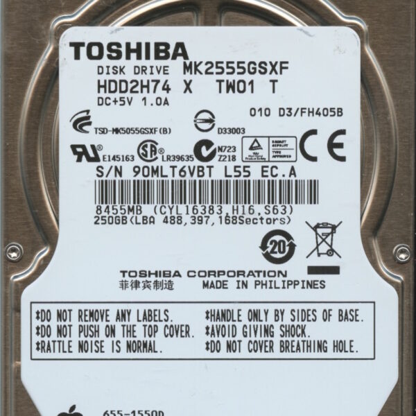 MK2555GSXF HDD2H74 X TW01 T FH405B TOSHIBA 250GB