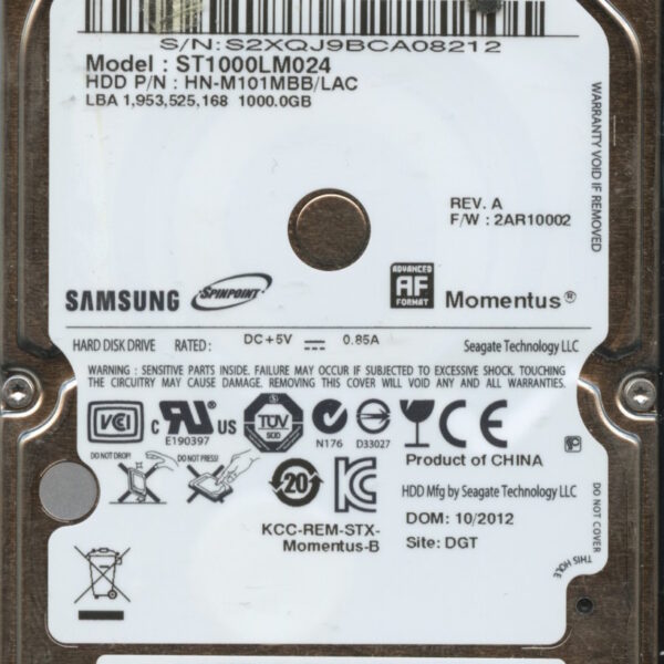 ST1000LM024 H1-M101MBB:LAC 2AR10002 E0783-G141-A7ICQ SAMSUNG 1TB