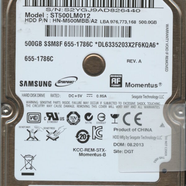 ST500LM012 HN-M500MBB:A2 C8983-G12A-AVZXO SAMSUNG 1TB