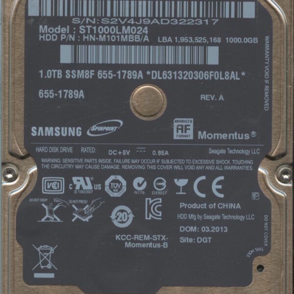 ST1000LM024 HN-M101MBB:A 655-1789A SAMSUNG 1TB